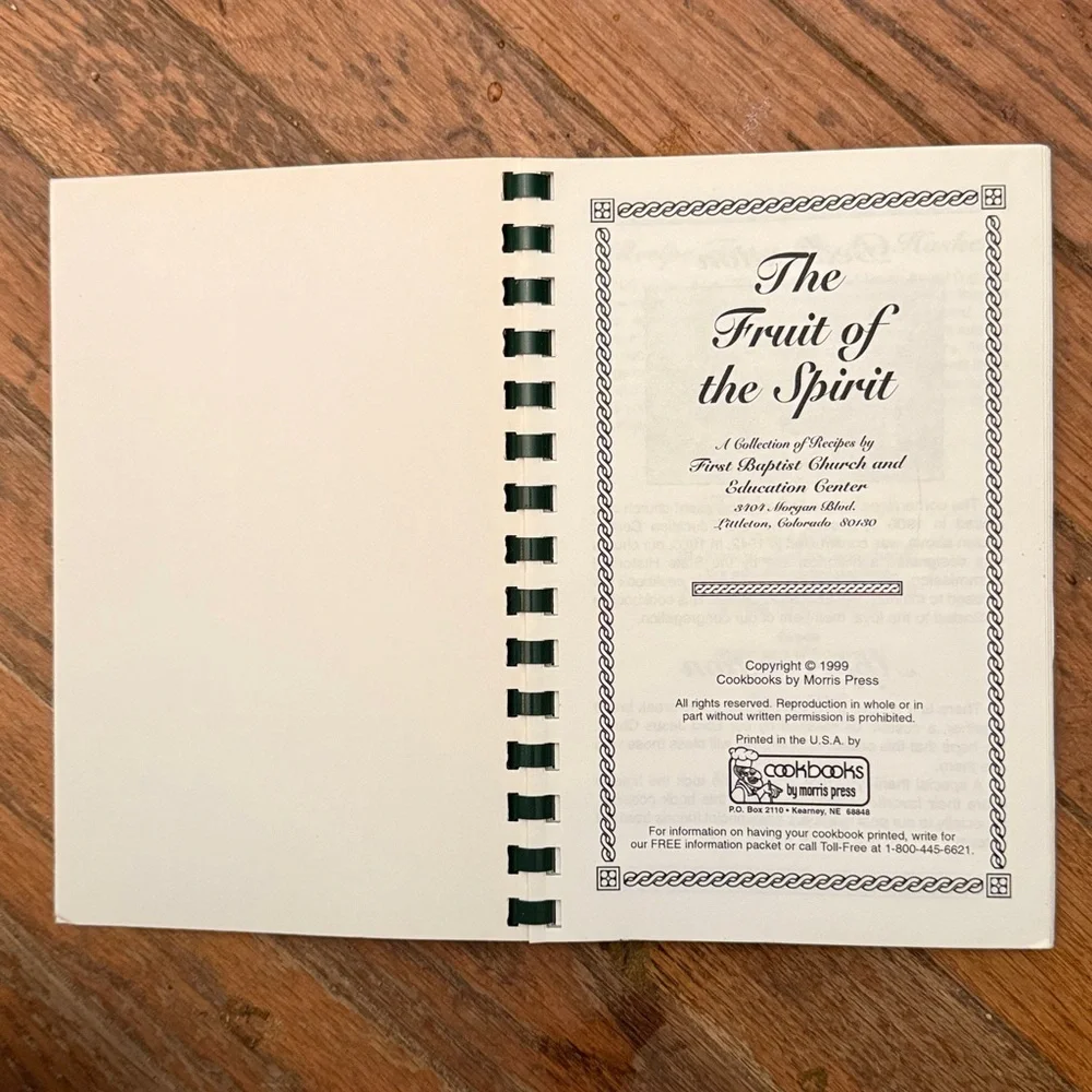 Vintage Fruit of the Spirit First Baptist Church Cook Book 1999